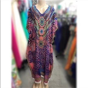 Vibrant Long Kaftan-Beach Cover Up
